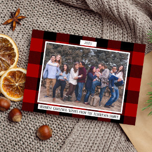 Familie Frohe Weihnachten Urlaub Karierte Fotokart