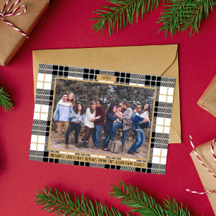 Familie Frohe Weihnachten Urlaub Karierte Fotokart
