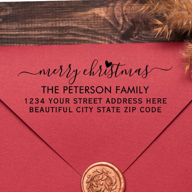 Familie Frohe Weihnachts-Script-Rücksendeadresse Permastempel (Von Creator hochgeladen)