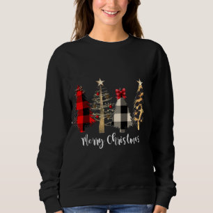 Familie frohe Weihnachtsbaumen Kariert Leopard Sweatshirt