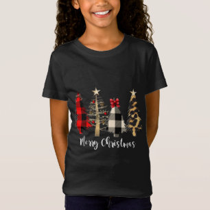 Familie frohe Weihnachtsbaumen Kariert Leopard T-Shirt