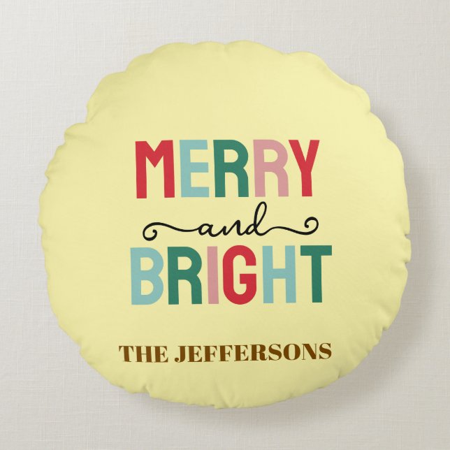 Familie Frohes Neues Jahr Frohe Weihnachten Rundes Kissen (Vorderseite)