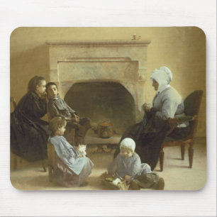 Familie gesetzt um einen Herd Mousepad