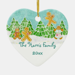 Familie Gingerbread und Engel-Ornament Keramik Ornament