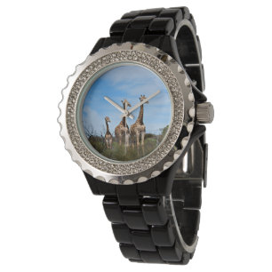 Familie Giraffe auf Grassy Hilltop Armbanduhr