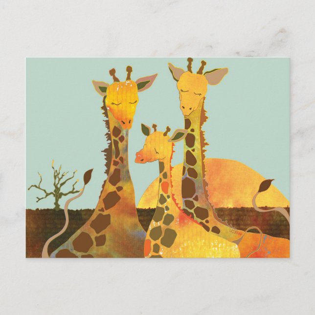 Familie Giraffe in Afrika Postkarte (Vorderseite)