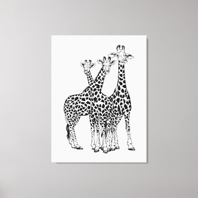 Familie Giraffe Leinwanddruck (Vorderseite)