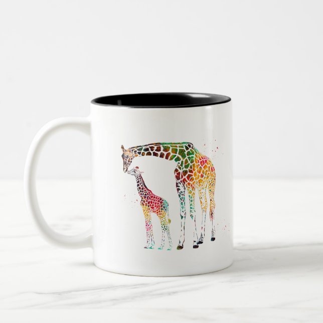 Familie Giraffe Zweifarbige Tasse (Links)