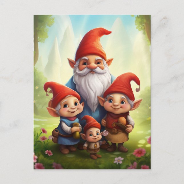 Familie Gnome Postkarte (Vorderseite)