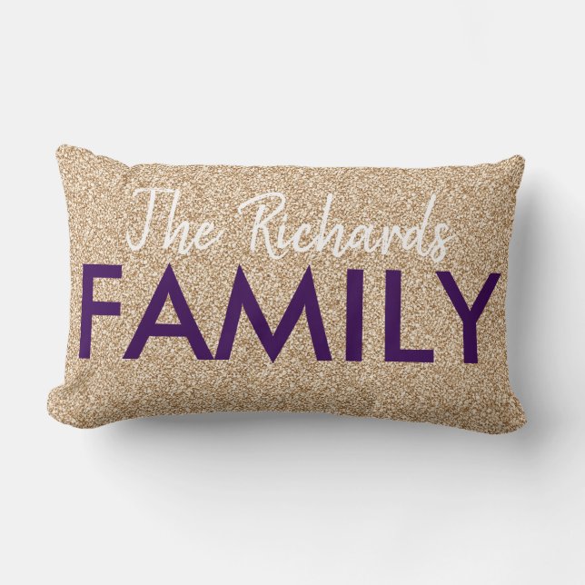 Familie - Goldener Glitzer Lendenkissen (Vorderseite)