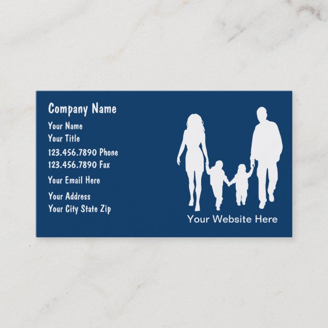 Familie hält Visitenkarten instand Visitenkarte (Vorderseite)