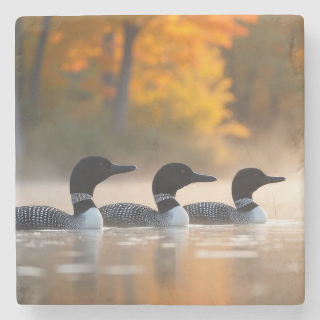 Familie im Herbst Steinuntersetzer (Vorderseite)