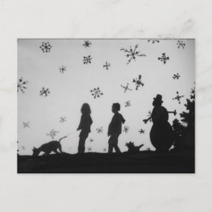 "Familie im Schnee" Urlaub/Weihnachts-Postkarte Feiertagspostkarte