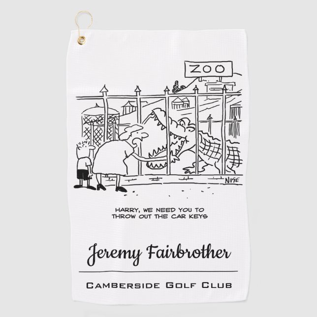 Familie im Zoo. Vater durch Alligator verschluckt Golfhandtuch (Vorderseite)