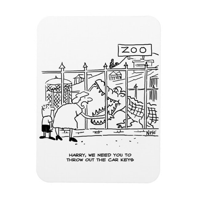 Familie im Zoo. Vater durch Alligator verschluckt Magnet (Vertikal)