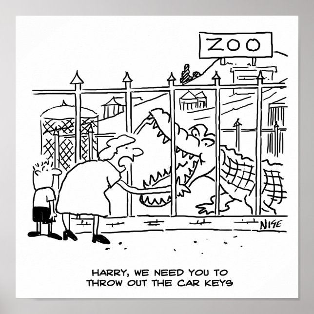 Familie im Zoo. Vater durch Alligator verschluckt Poster (Vorne)