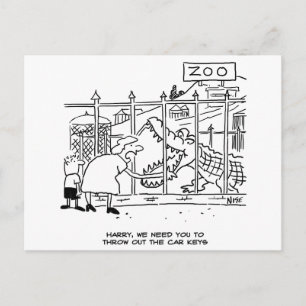 Familie im Zoo. Vater durch Alligator verschluckt Postkarte