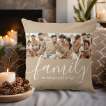 Familie ist alles 3 Foto Collage Tan Kissen<br><div class="desc">Akzentuieren Sie Ihre Zuhause mit diesem attraktiven Kissen mit 3 speziellen Fotos für Familien. Moderne, handgeschriebene Skripte Zauber aus "Familie ist alles!" Teilen Sie die Erinnerungen der gepflegten Familienzeit, die Sie gemeinsam verbringen, und zeigen Sie, was Ihnen wichtig ist. Ob Familienmitglieder oder Großfamilien, Brüder, Cousins, Großeltern, Tanten, Onkel und vieles...</div>