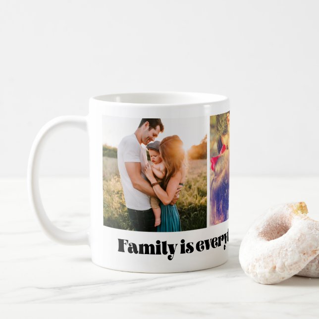 Familie ist alles niedliche Foto Collage Kaffeetasse (Mit Donut)