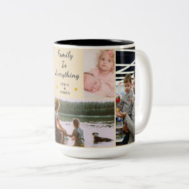 Familie ist alles - Personalisiert 5-Foto-Custom Zweifarbige Tasse