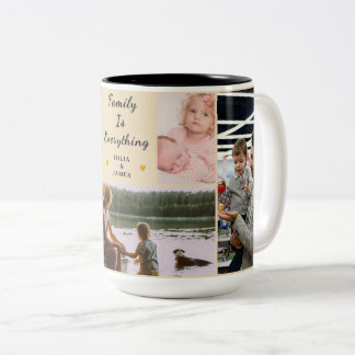Familie ist alles - Personalisiert 5-Foto-Custom Zweifarbige Tasse