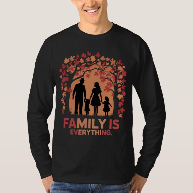 Familie ist alles: T - Shirt der HerbstSilhouette (Vorderseite)
