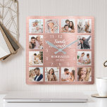 Familie ist alles, was Familie Foto Quadratische Wanduhr<br><div class="desc">Erstellen Sie einfach Ihre eigene personalisierte Rose goldmetallic moderne Wanduhr mit Ihren individuellen Fotos. Das Design enthält auch ein schönes,  handgeschriebenes Skriptangebot: "Familie ist alles". Um die besten Ergebnisse zu erzielen,  schneiden Sie die Bilder vor dem Hochladen auf Quadrat - mit dem Fokuspunkt in der Mitte.</div>