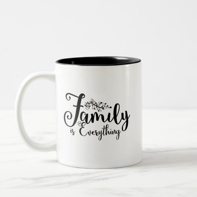 Familie ist alles, was zu bieten zweifarbige tasse (Links)