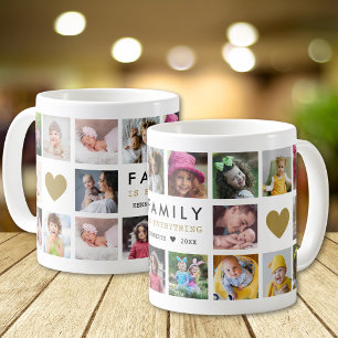 Familie ist alles Zitat Name 20 Fotocollage Kaffeetasse