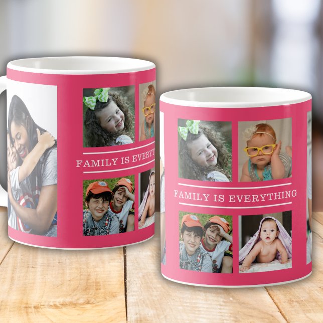 Familie ist alles Zitat Rosa 6 FotoCollage Kaffeetasse (Von Creator hochgeladen)