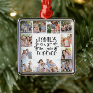 Familie ist ein Geschenk 10 Foto Collage Ornament Aus Metall