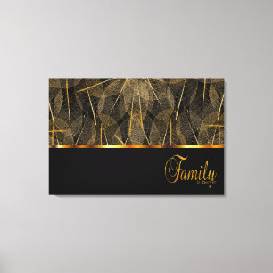 Familie ist ewig auf schwarzen und goldenen Leaf V Leinwanddruck