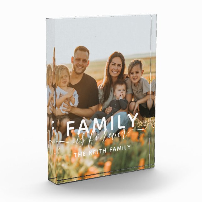 Familie ist für immer Kalligrafie Foto Block (Links)