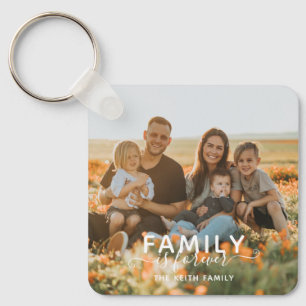 Familie ist für immer Typografie Foto Andenken Schlüsselanhänger