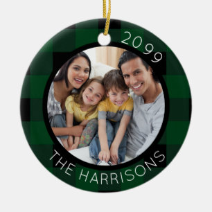 FAMILIE IST LIEBE (auf der Rückseite) 2-Foto-Grün/ Keramikornament
