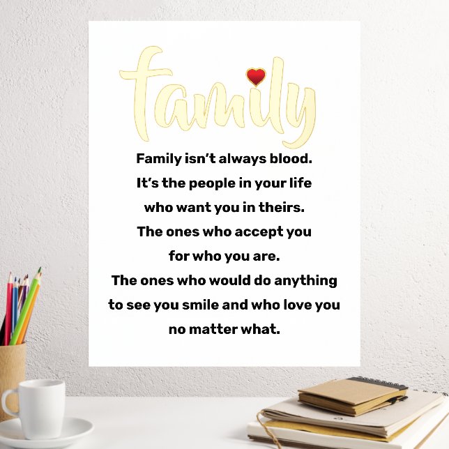 Familie ist nicht immer Blut-Zitat-Typografie Gold Foliendrucke (In Situ (Schreibtisch 2))