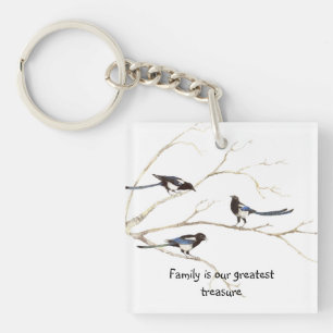Familie ist unsere beststen Schatz-Elster-Vögel Schlüsselanhänger