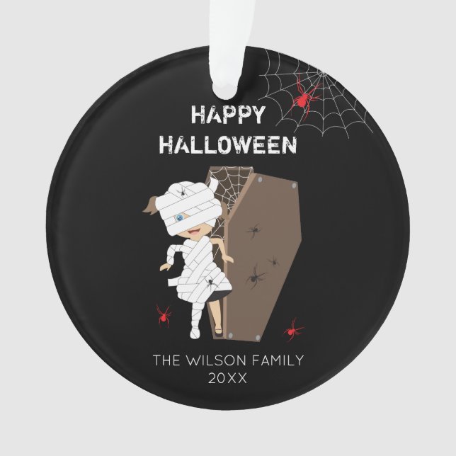 Familie & Jahr der niedlichen Mädchenmama-Kaffeeha Ornament (Vorderseite)