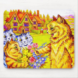 Familie Katzen im Garten Mousepad