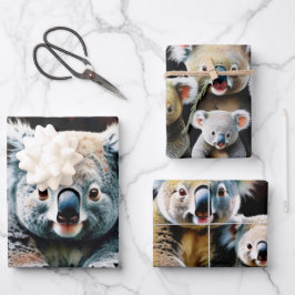 Familie Koala im Wasserfarbenwald Geschenkpapier Set