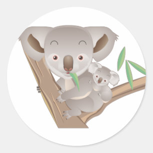 Familie Koala Runder Aufkleber