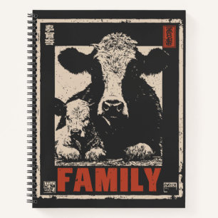 Familie Kuh und Kalb - Rustikale Mutter und Baby Notizbuch