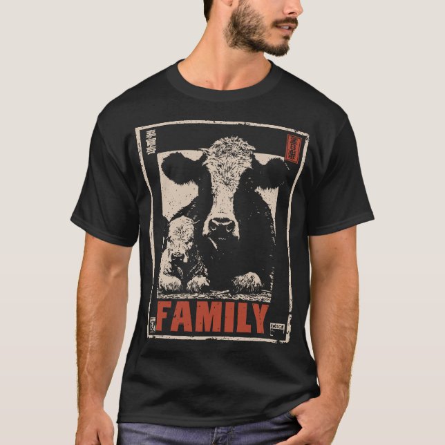 Familie Kuh und Kalb - Rustikale Mutter und Baby T-Shirt (Vorderseite)