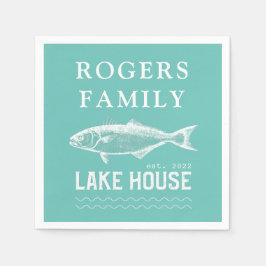Familie Lake House Name Türkis Blue Paper Serviette