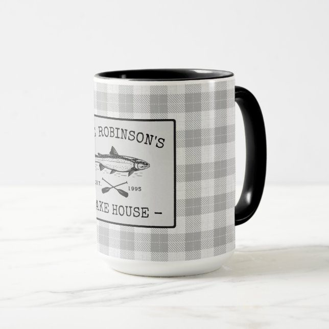 Familie Lake House Oars Fischen Rustikal Weiß Kari Tasse (VorderseiteRechts)