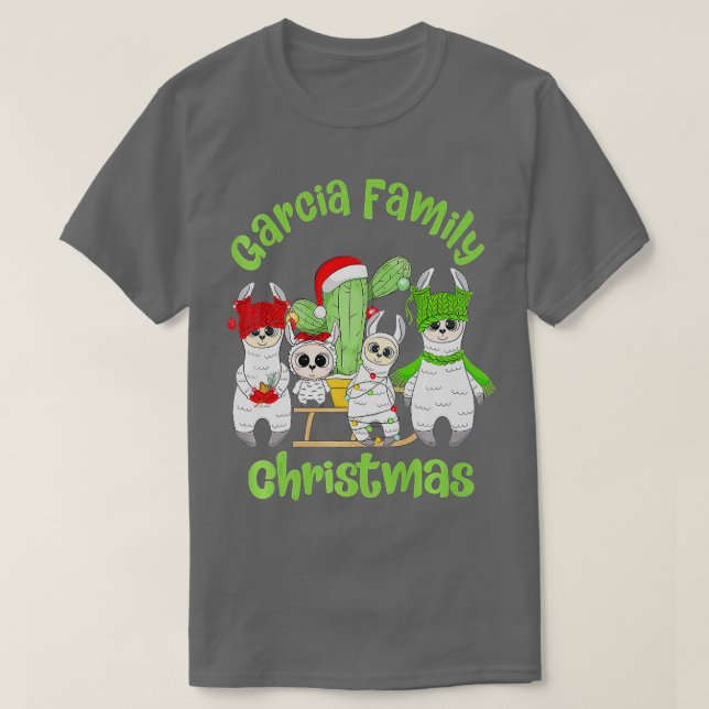 Familie Llama Männer Frauen und Kinder Garcia Fami T-Shirt (Design vorne)