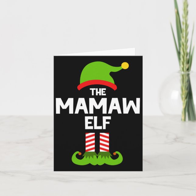 Familie Mamaw Elf Weihnachten Matching Pajama Pj Karte (Vorderseite)