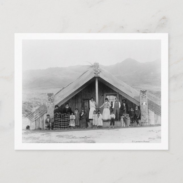 Familie Maori auf Zuhause FotografNeuseeland Postkarte (Vorderseite)