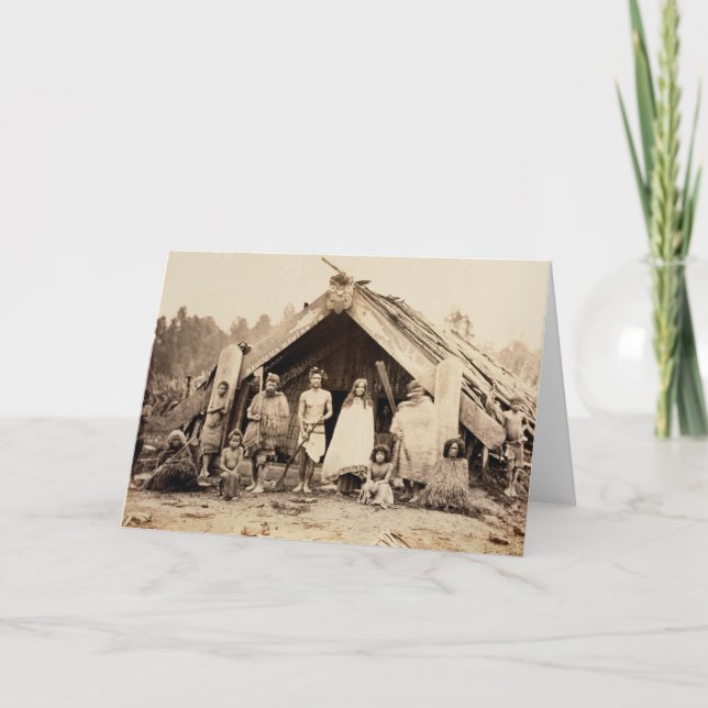 Familie Maori, Neuseeland, c.1880s (Albumen-Druck) Karte (Vorderseite)