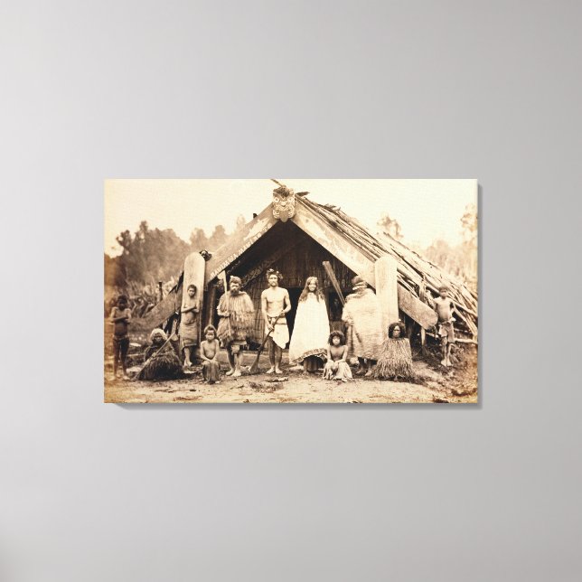 Familie Maori, Neuseeland, c.1880s (Albumen-Druck) Leinwanddruck (Vorderseite)